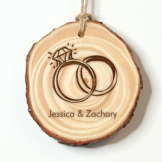 Wedding Rings Real Wood Ornament